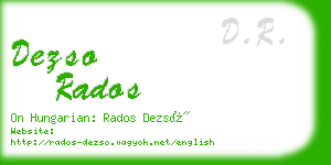 dezso rados business card